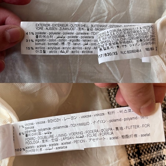 ZARA Tweed Frayed Plaid Blazer Cropped XS - Picture 12 of 16